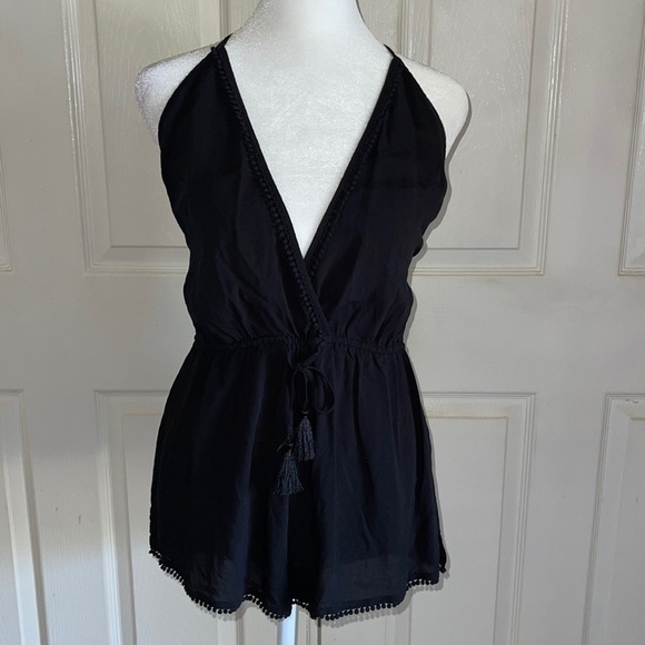 Victoria’s Secret Black Surplice Top Semi Sheer Romper - Picture 1 of 8